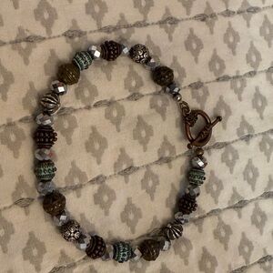 Handcrafted Bronze & Turquoise Beaded Women's Bracelet